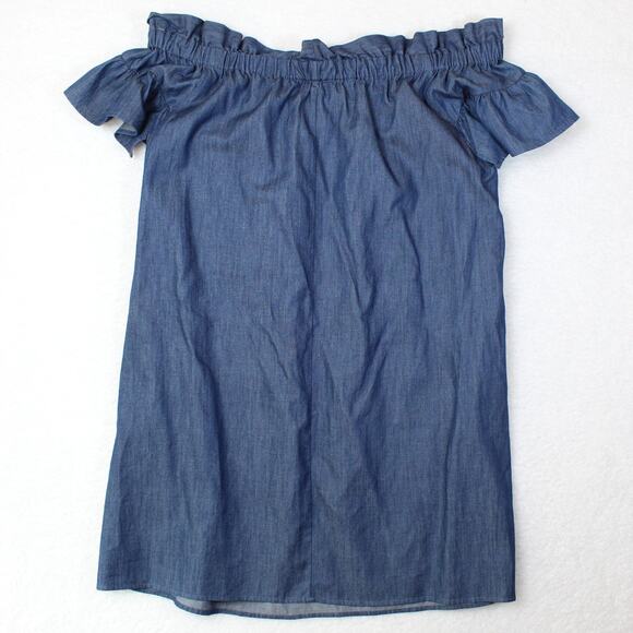 Anthropologie Corey Lynn Calter Dress Women Large Blue Denim Fall Preppy Cottage - Picture 3 of 4